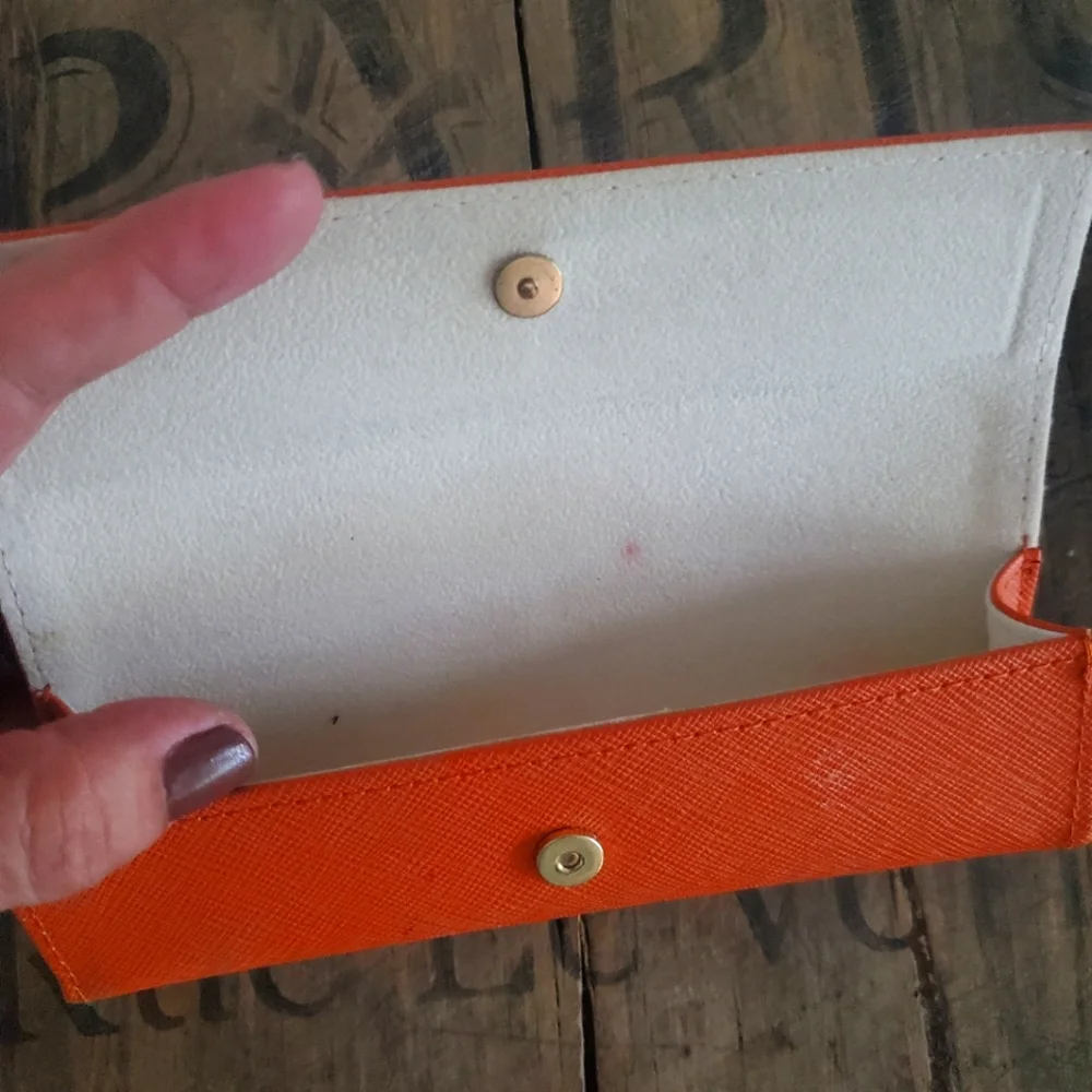 🔥TORY BURCH Rusty Orange‎ Signature Logo Eyeglass | Sunglass Case | Storage